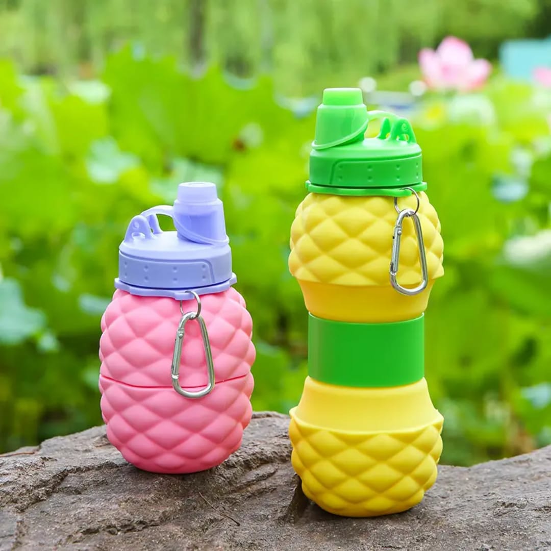 Pineapple Silicon Folding Kids Water Bottle