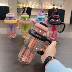 Giant Plastic Bottle with Straw & Handle