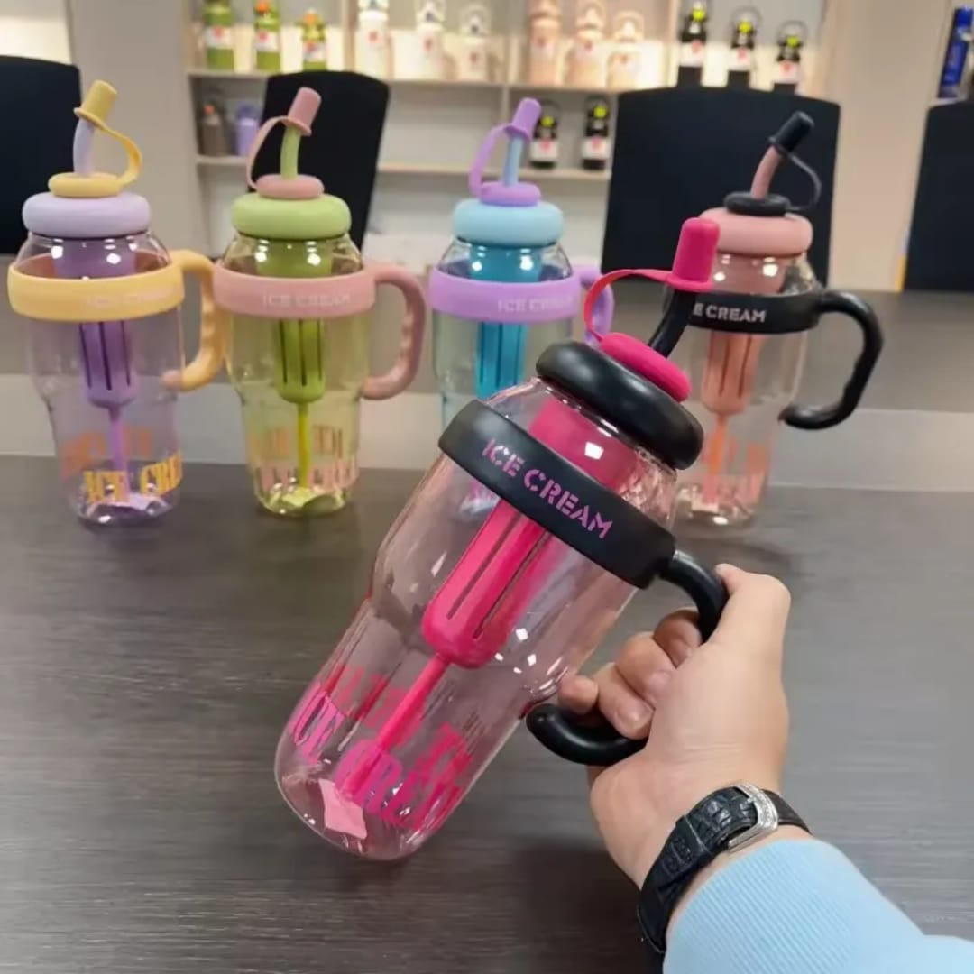 Giant Plastic Bottle with Straw & Handle