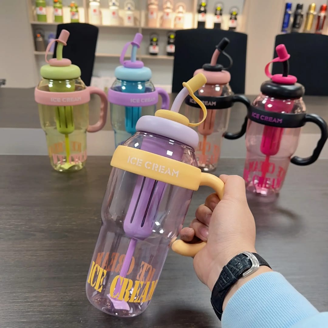 Giant Plastic Bottle with Straw & Handle