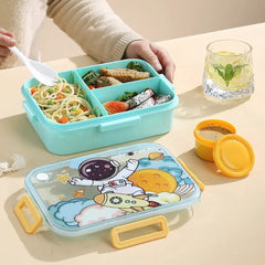 Three Partition Cartoon Plastic Lunch Box