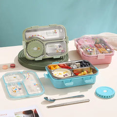 3-Compartment Stainless Steel Insulated Lunch Box – Leak-Proof Tiffin Box (Multicolor)