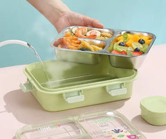 3-Compartment Stainless Steel Insulated Lunch Box – Leak-Proof Tiffin Box (Multicolor)